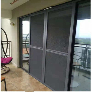 深圳定制304金刚网纱门阳台落地纱窗防蚊不锈刚纱网铝合金平移门