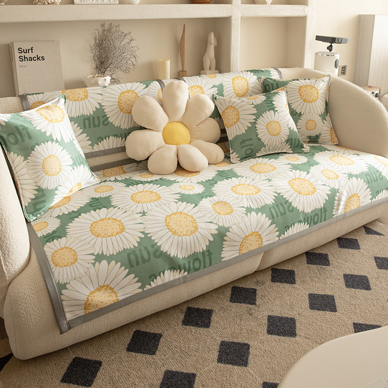 夏季夏款高端冰丝凉席沙发垫凉感可水洗防滑坐垫小清新客厅沙发巾