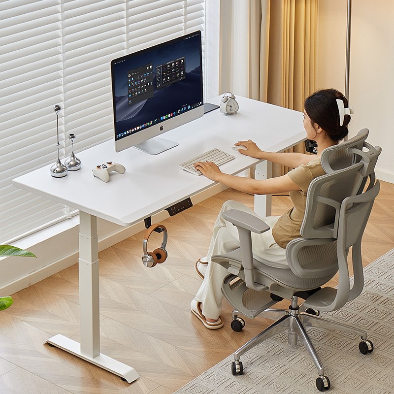 巧思百居自动电动升降桌腿书桌电脑桌家用学习桌子实木工作台桌腿