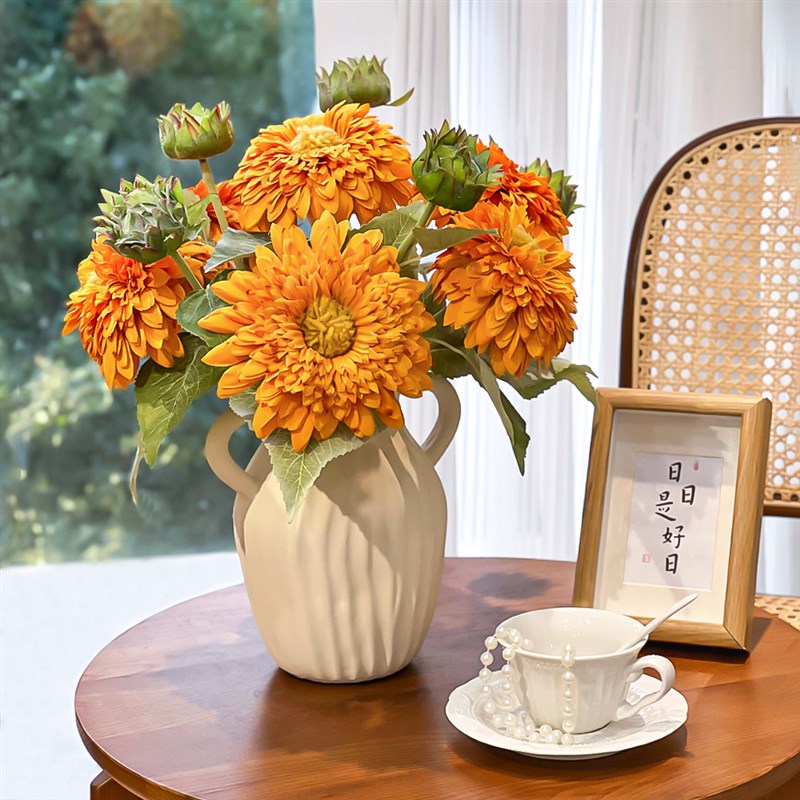 泰迪向日葵仿真花假花摆设高档客厅餐桌装饰花艺摆件太阳花花束