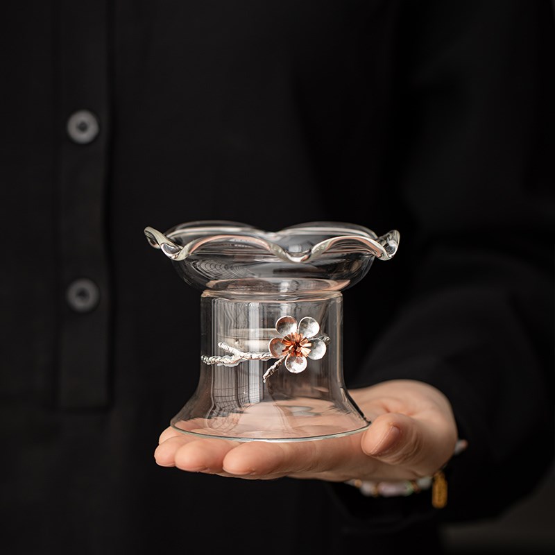 沁物玻璃茶漏过滤组家用茶道配件茶水分离茶叶过滤器泡茶滤网细网
