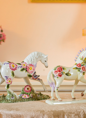 欧式陶瓷创意马摆件装饰礼品送礼玄关客厅家居办公室
