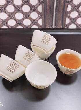 高端羊脂玉6只装家用茶杯茶具羊脂玉盖碗羊脂玉茶具功夫茶具茶杯