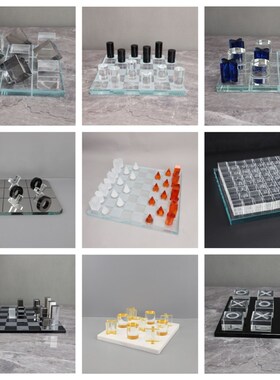 欧式水晶棋盘创意摆件办公室酒柜样板房书房玄关桌面家居装饰摆设
