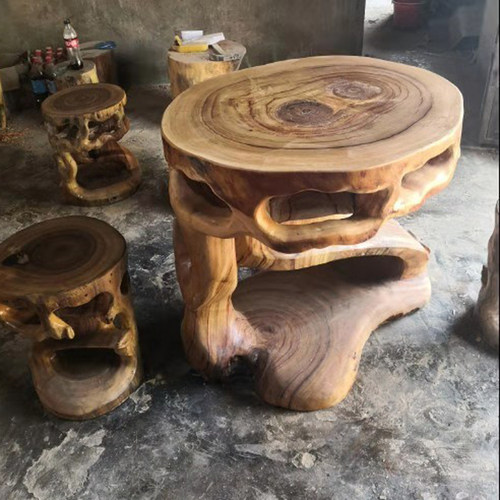 原木墩实木墩子香樟树墩树桩凳子创意茶几实木圆凳牙凳镂空凳子