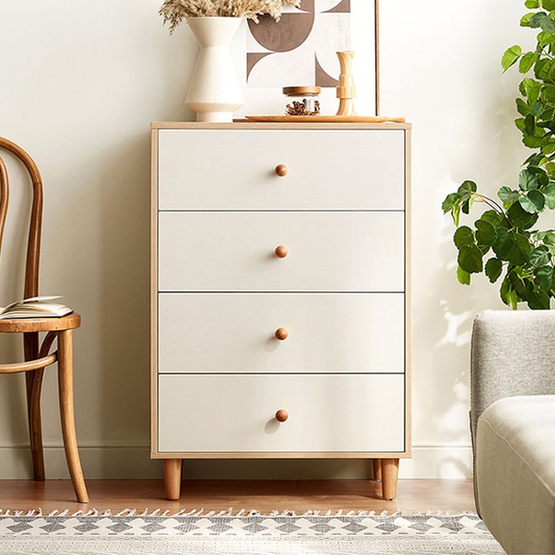 原木风五斗柜实木抽屉柜现代简约收纳储物柜卧室靠墙置物小立柜