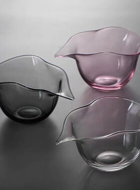 班意高硼硅耐热玻璃葫芦公道杯个性茶海纯手工灰色粉色分茶器匀杯