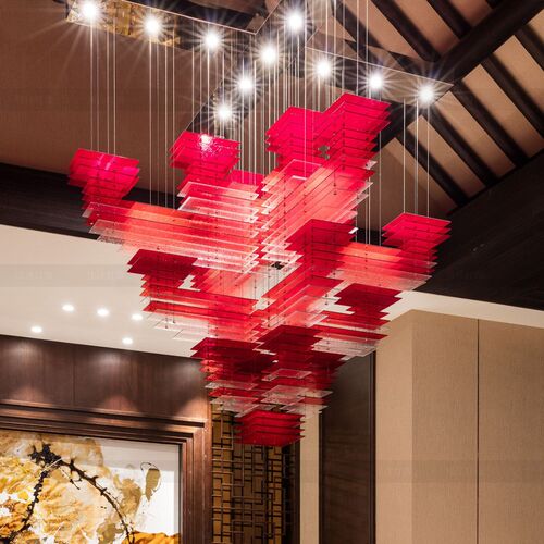 酒店大堂吊灯宴会厅宾馆餐饮店铺走廊大厅前台灯具定制售楼部沙盘