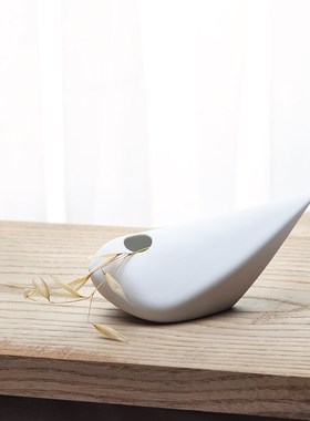 问鸟小花插三件套 创意白色陶瓷花瓶家居摆件 客厅 小清新 插花