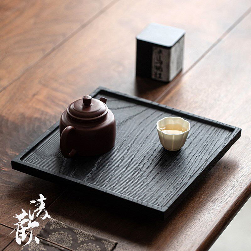 清欢丨炭烧白蜡木干泡盘 实木托盘茶盘 手工整木干泡壶承茶道配件