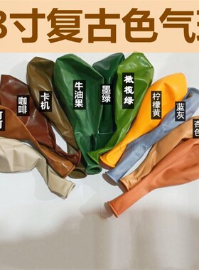 18寸大号气球复古色复古粉色牛油果橄榄绿可可色沙白色灰色柠檬色
