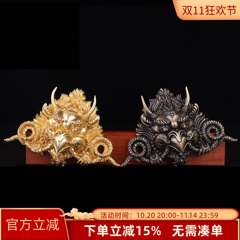手工黄铜唐卡大鹏金翅鸟 大鹏鸟面具装饰挂件门牌