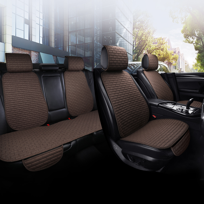 汽车坐垫四季通用单片三件套亚麻防滑靠背座垫耐磨单垫车载座椅垫