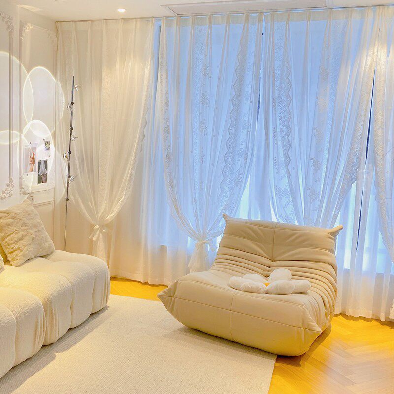 窗帘透光不透人纱帘2021新款白色双层窗纱纱幔公主风客厅卧室飘窗