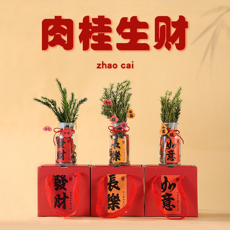肉桂生财招财聚福摆件玻璃瓶家用香薰客厅卧室玄关车载新年送礼盒