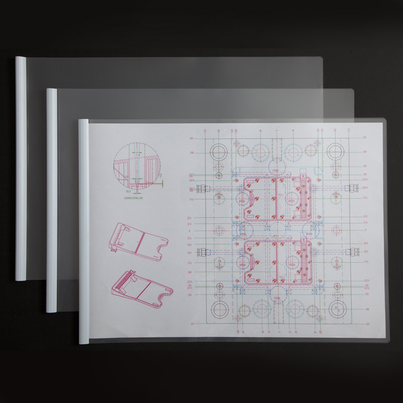 横版A3抽杆夹报告文件夹透明二页单页片可装A3规格图纸试卷纸资料