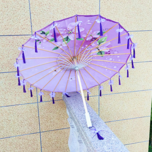 古风花瓣流苏伞防雨古代汉服舞蹈伞装饰道具走秀演出跳舞油纸伞
