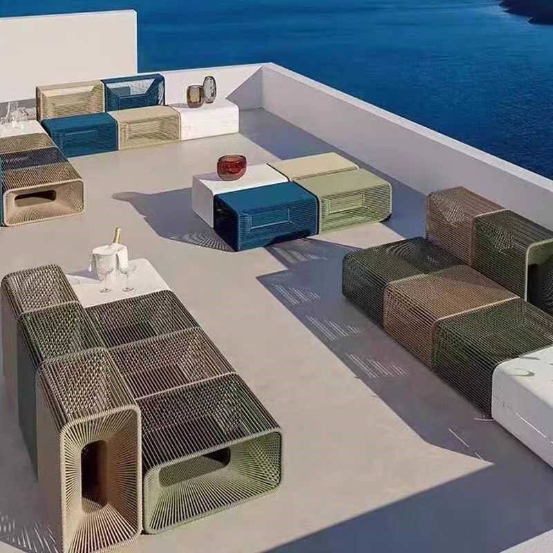 户外沙发酒店别墅花园庭院休闲绳编椅民宿度假村创意藤编单人沙发