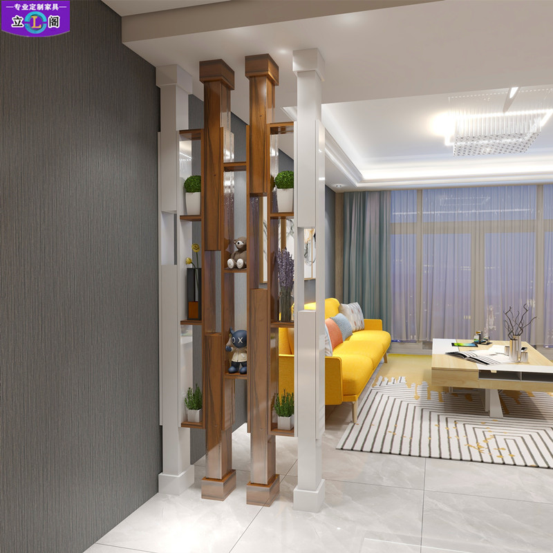 客厅屏风隔断玄关简约现代白色烤漆镂空装饰隔断双面风水屏风定制