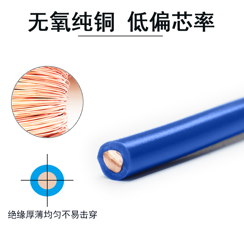 国标阻燃纯铜家装单股BV1.5/2.5/4/6/10平方铜芯家用电线100米