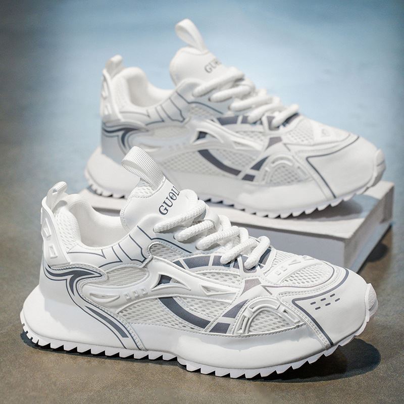 男鞋2025新款秋季网面透气小白休闲香港潮牌厚底增高运动老爹潮鞋