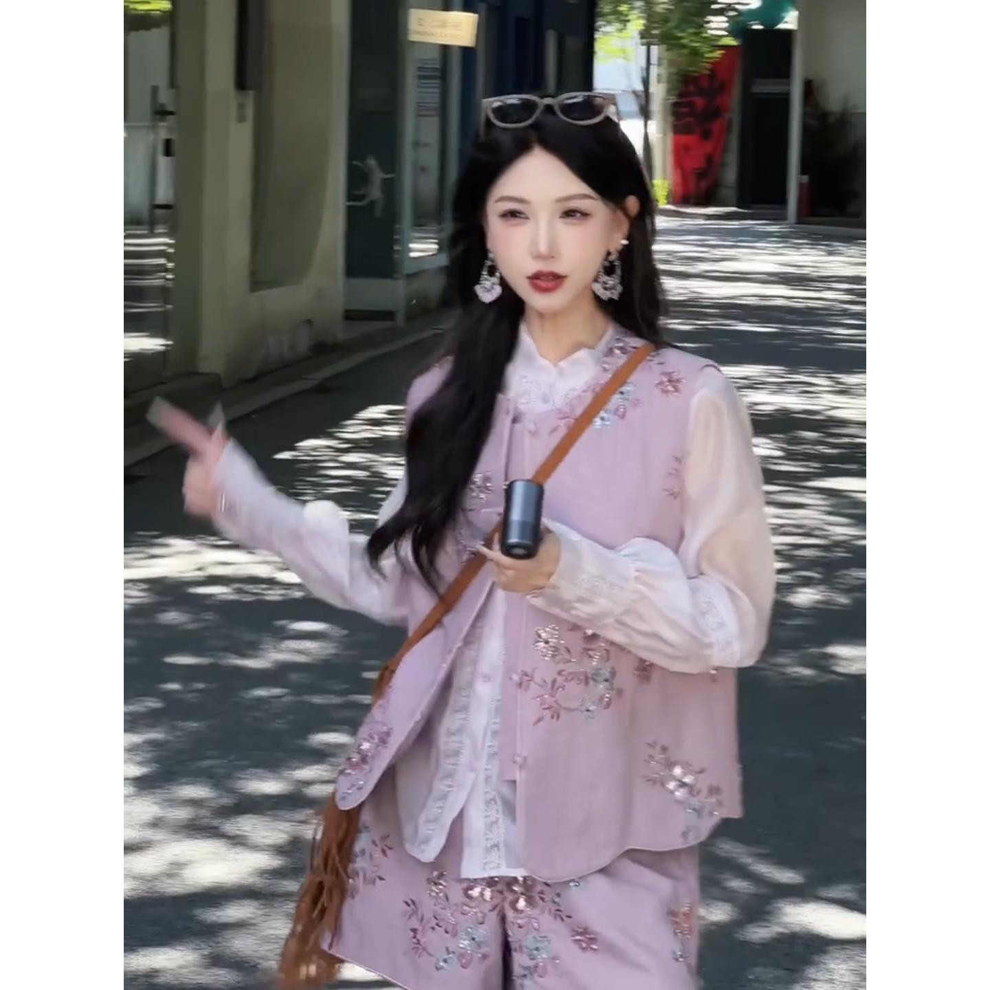 新中式国风复古马甲短裤三件套