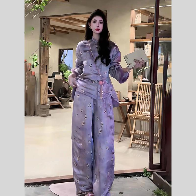 冬季新款中式风印花套装
