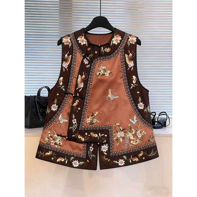 新中式风盘扣小众马甲女2025年秋季新款无袖圆领高级感轻奢上衣,女装/女士精品,大码套装,淘宝优惠券,粉丝福利购,淘宝优惠卷