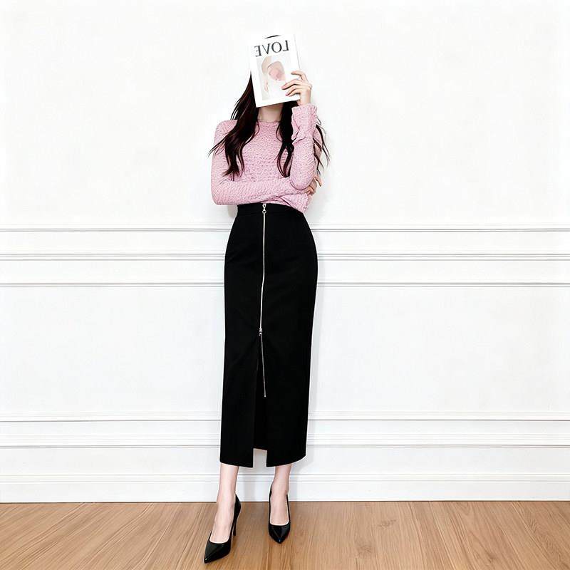 冬季少女感美学穿搭粉色喇叭袖上衣开叉半身裙气质两件套装2026年,女装/女士精品,大码套装,淘宝优惠券,粉丝福利购,淘宝优惠卷