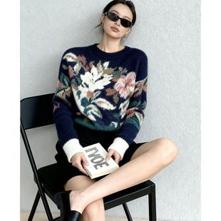 今年流行漂亮高端费尔岛毛衣外套女秋季新款慵懒宽松针织上衣