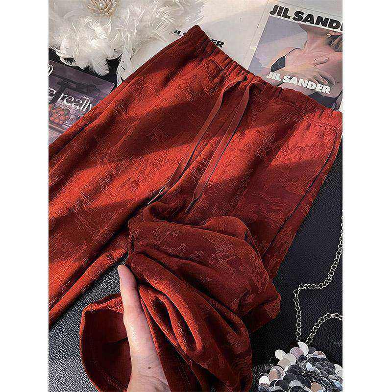 新中式提花休闲裤子女2026冬季新款直筒宽松国风阔腿裤潮,女装/女士精品,大码裤装,淘宝优惠券,粉丝福利购,淘宝优惠卷