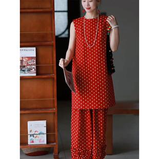 2025超火夏装一整套漂亮高级感清冷感气质波点上衣裤子两件套装女