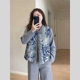 加厚国风背心外套女款 内搭重工刺绣马甲女长袖 新中式 2026春春新款