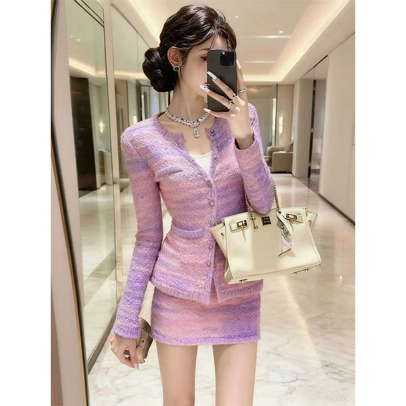 秋季富家千金高腰短裙套装