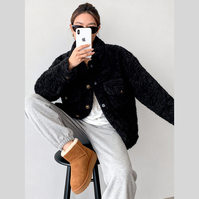 小香风羊羔毛绒厚外套女秋冬百搭韩版宽松盐系炸街高级感名媛上衣,女装/女士精品,常规大码外套,淘宝优惠券,粉丝福利购,淘宝优惠卷