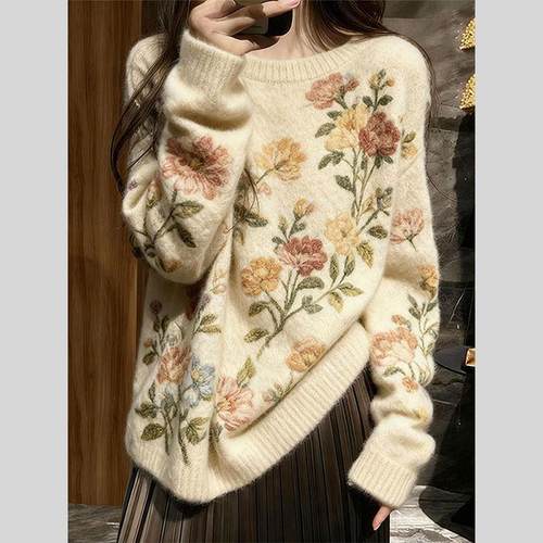 设计感慵懒高级针织毛衣女