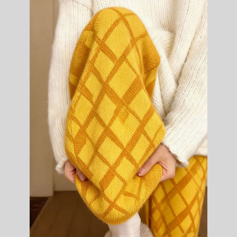 2025年流行韩系南瓜橘色针织阔腿裤女垂坠感软糯毛绒休闲裤秋冬,女装/女士精品,大码裤装,淘宝优惠券,粉丝福利购,淘宝优惠卷