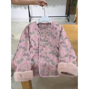 高级感超好看短款 国风小个子粉色花棉袄外套女 棉服2025秋冬新中式