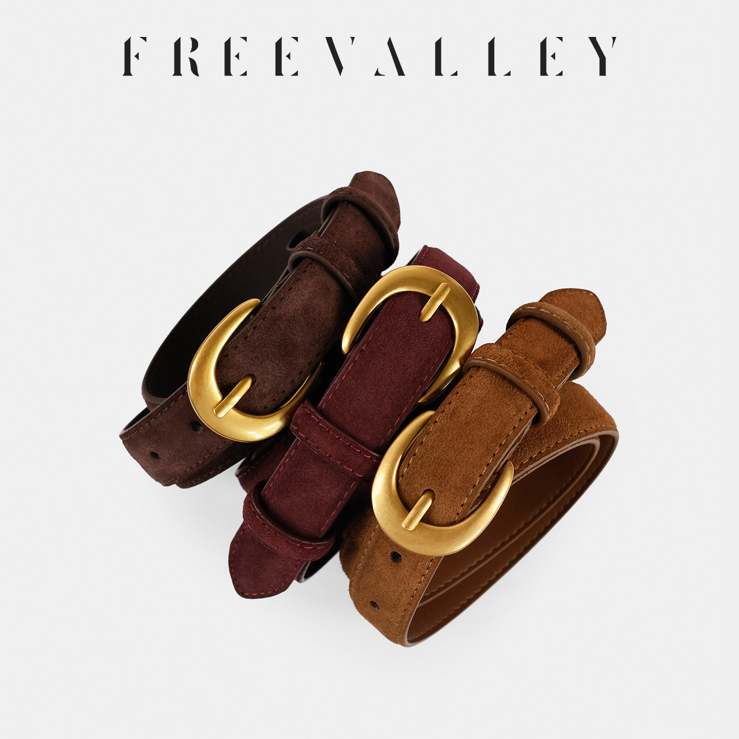 FREEVALLEY自由谷 新品推荐 复古磨砂牛皮腰带 高级大气女士皮带