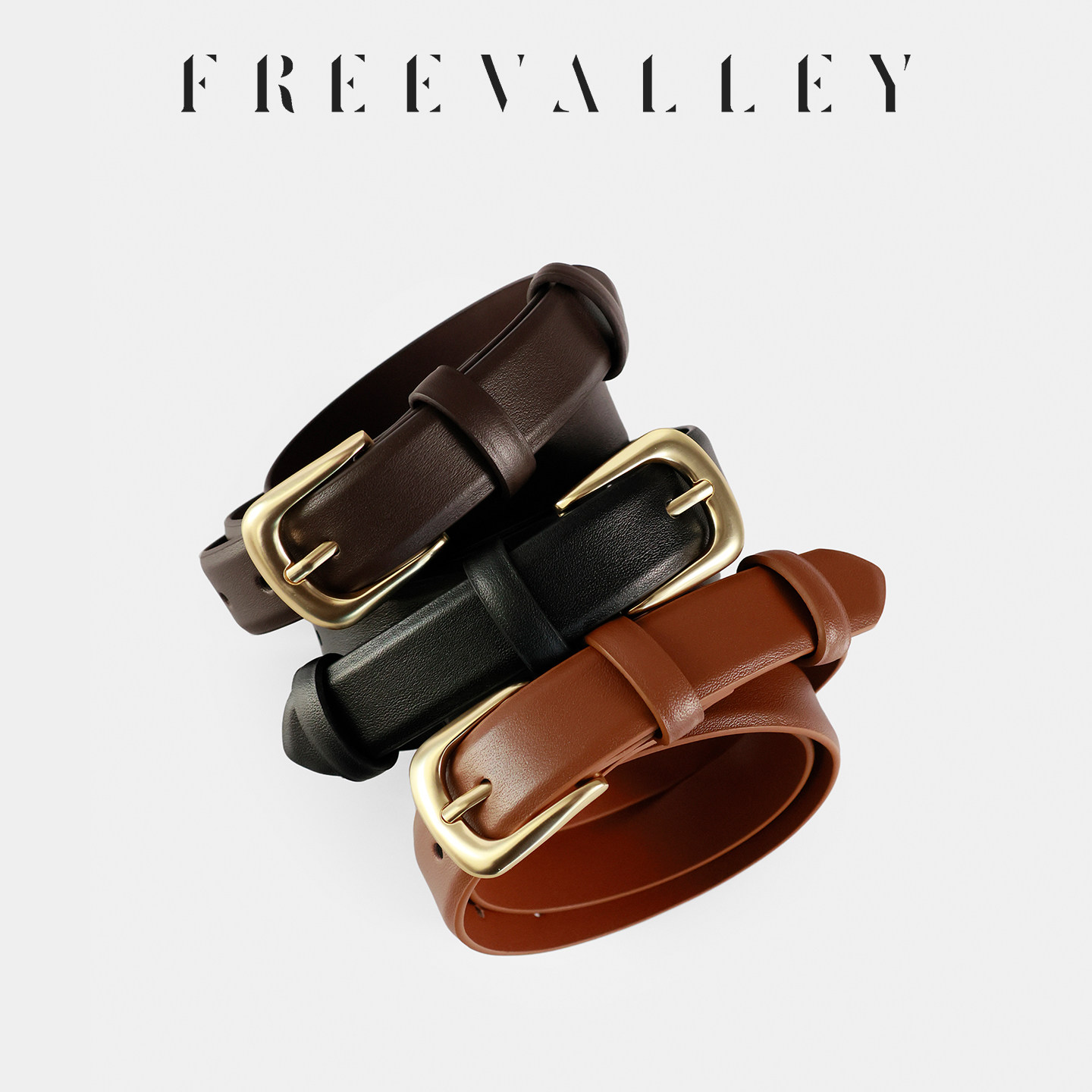 FREEVALLEY自由谷【夏季新品】头层牛皮腰带简约百搭韩系女款皮带