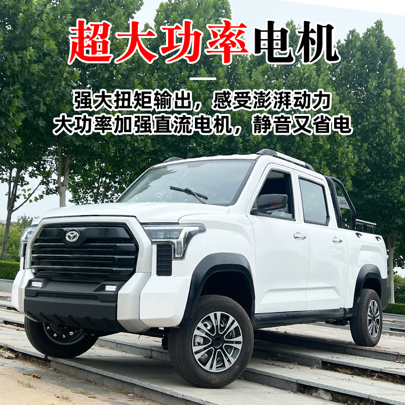 电动皮卡四轮车双排老头乐家用新能源代步坦途油电两用小拉货汽车