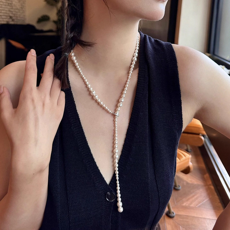 叠戴珍珠项链配饰女夏不掉色长款毛衣链轻奢小众高级感串珠饰品