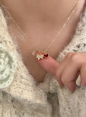 Ivy本命年红绳满钻爱心项链