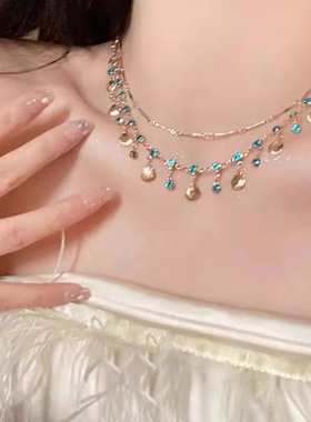 流苏贝壳项链女蓝色之恋海的女儿