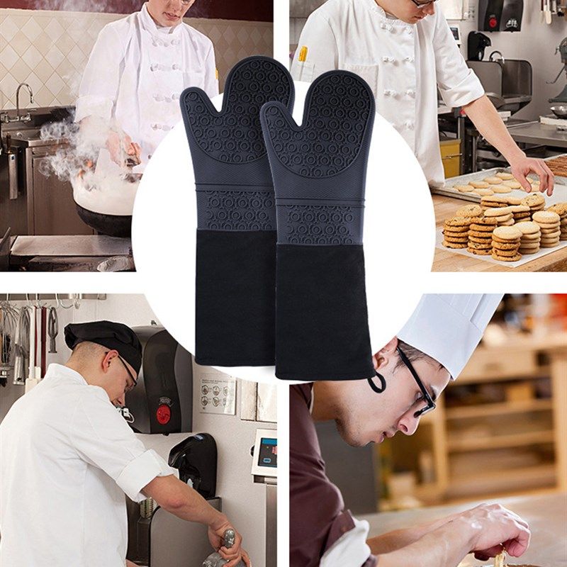 硅胶隔热b手套防烫加长蒸烤箱专用手套商用加厚棉烘焙耐高温微波