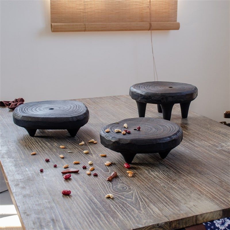 碳化木茶几诧寂风实木p花盆底座黑色木墩盆景托盘高级感软装家居,住宅家具,茶几,淘宝优惠券,粉丝福利购,淘宝优惠卷