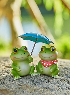 可爱青蛙小摆件工位解压治愈x系情绪稳定神器庭院花盆造景车载装