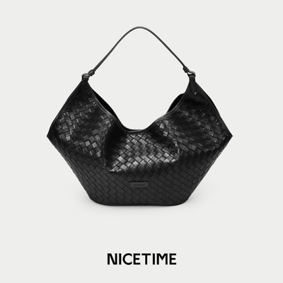 NICETIME牛皮编织饺子真皮包