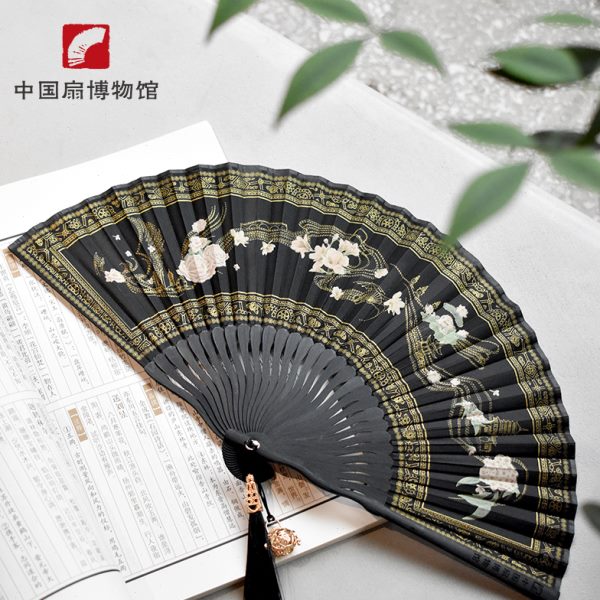 【中国扇博物馆】凤鸣花开折扇镂空香囊流苏吊坠杭州文创扇子古风