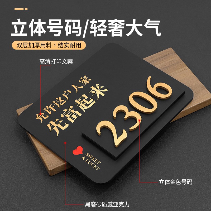 亚克力门牌号码牌家用入户门定制小区住宅公寓大门门口2025年新款